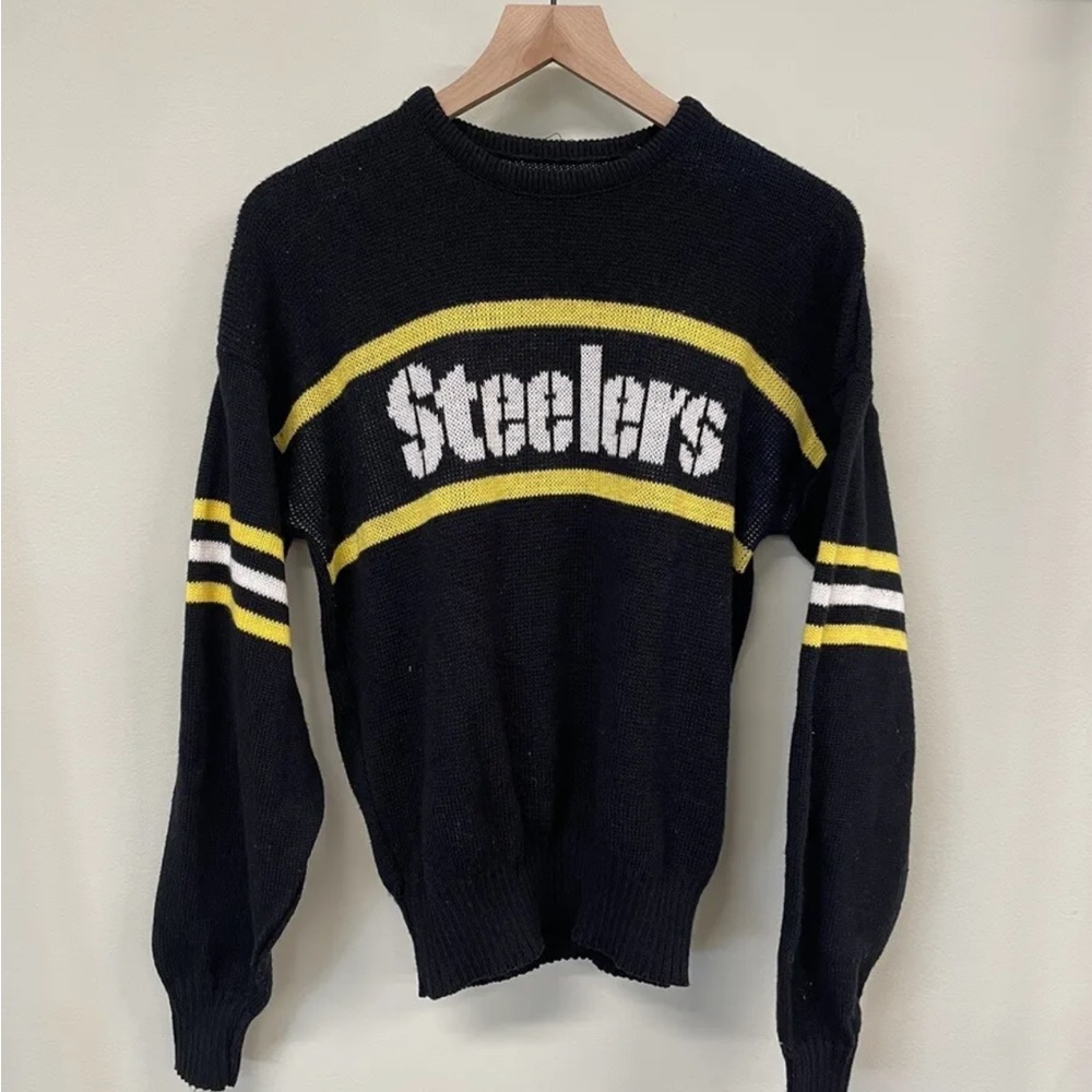 Vintage 80s Pittsburgh Steelers Nfl Football Knit Sweater Size Medium